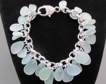 Sea Glass Bracelet, Bohemian Bracelet, Chain Link Bracelet, Beach Glass Jewelry, Boho Jewelry, Gift for Her