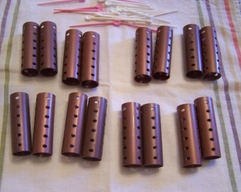 Vintage Plastic Hair Rollers, Hair Curlers, Retro Hair Styles 16 Rollers, Pin Hair Rollers & Pins