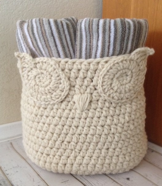 Crochet Owl Basket Owl Basket Toy Bin Owl by OohSoChicBoutique