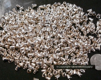 500 earring backs bullet clutches strong no tip white gold plated FPE159