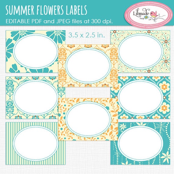 Editable PDF cards editable labels printable cards buffet