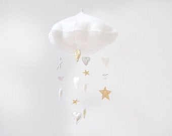 Luxe Cascading Heart and Star Cloud Mobile - Free Shipping in the US - nursery decor