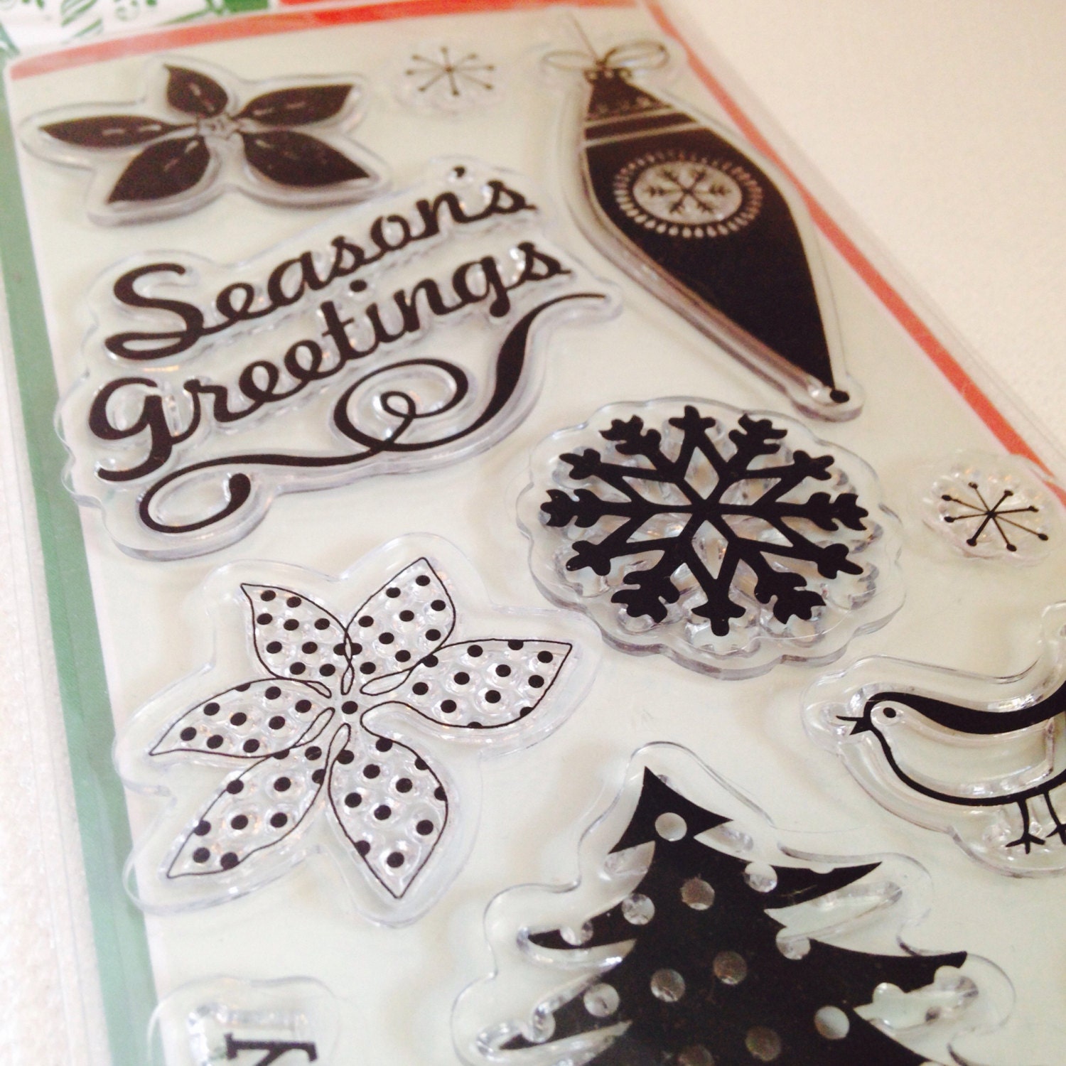 Christmas Cling Stamps Set of 11 Clear Acrylic by craftynikki