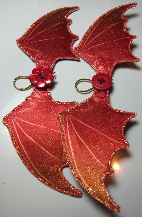 Flame Orange Satin Dragon Bat or Cthulhu Wings for Cats