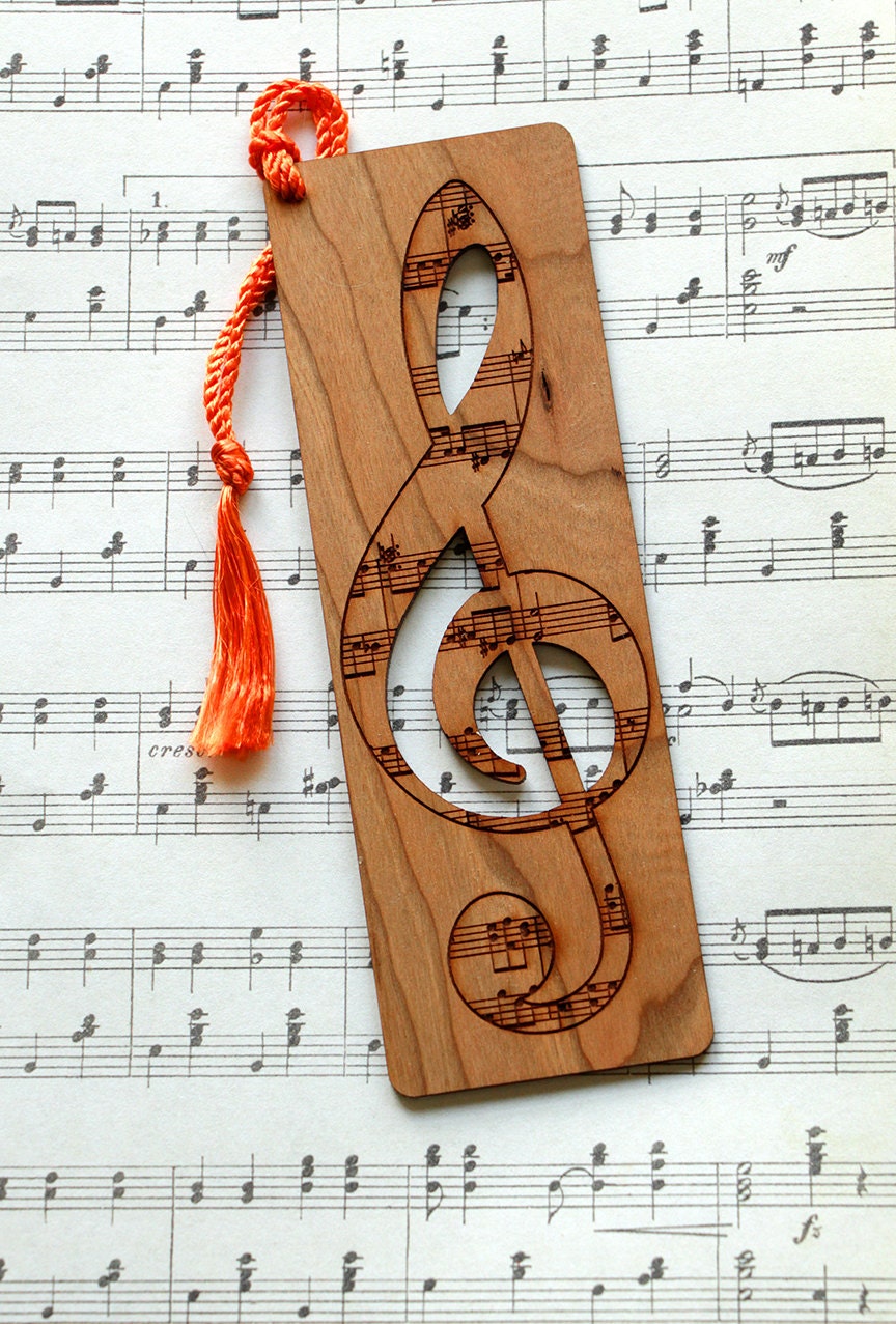 Music Bookmark Treble Clef Bookmark Music Style by FinePenArt
