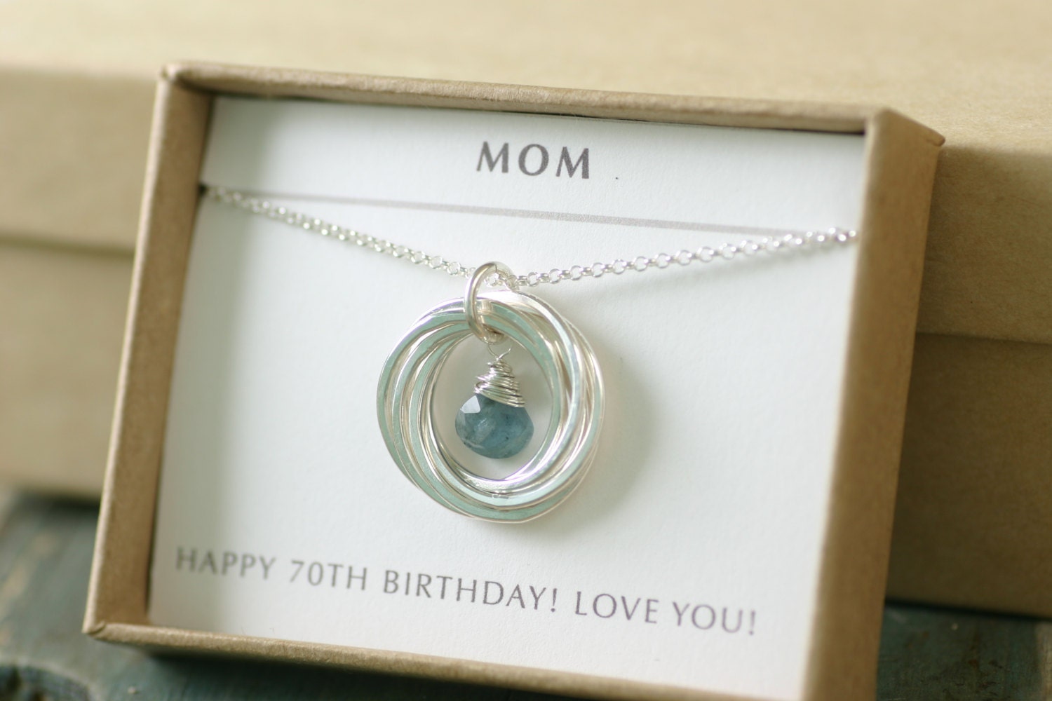 70th birthday gift for her aquamarine necklace by