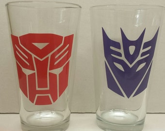 Transformers Autobot and Decepticon Pint Glasses