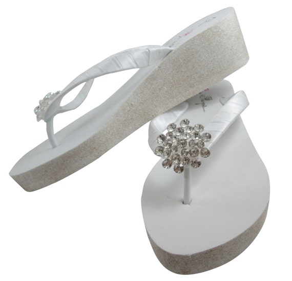 jewelled wedge flip flops