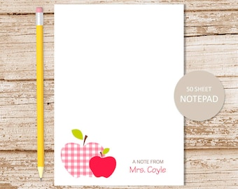 personalized teacher notepad . apple notepad . teacher note pad . personalized stationery, stationary . teacher gift