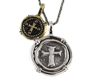 Wax Seal Necklace Sterling Silver Cross Necklace Mens Jewelry