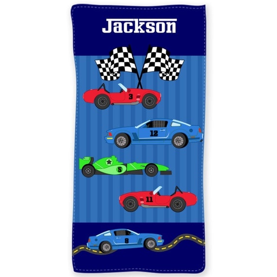Race Cars Personalized Beach Towel Kids Beach Towel