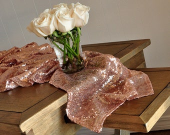 Rose Gold Table Runner. Ships in 2-3 Business Days. Sequin Table Runner. Wedding Table Runner. Rose Gold Party Decor.