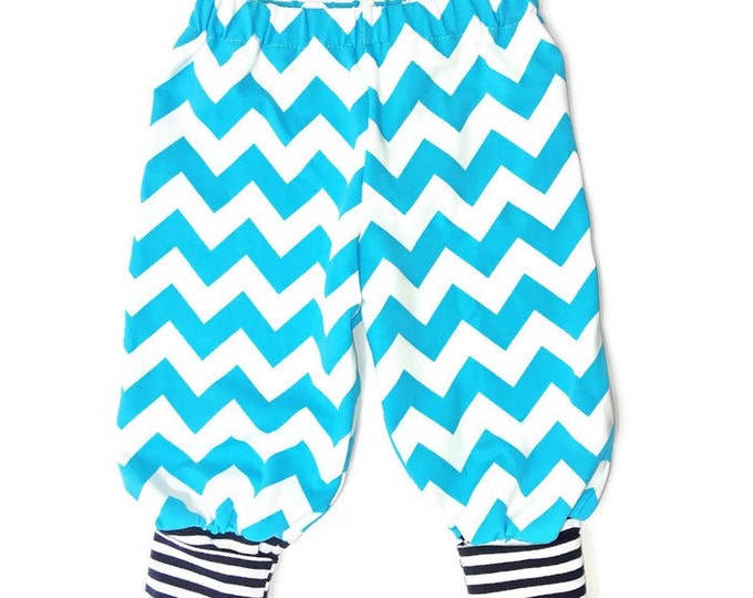 Baby boys pants, turquoise pants, boys outfit, soft pants, size NB - 24 m