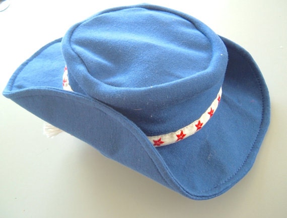 Baby Bebop Cowboy Hat HandMade Royal Blue Cotton Newborn Or