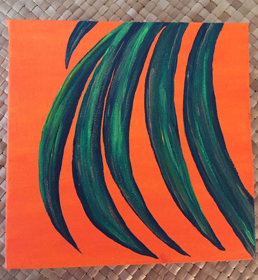 ORIGINAL Acrylic PALM FROND Painting from the Peace of