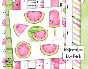 watermelon clipart, watermelon paper, watermelon illustration, fruit paper, pink paper, pink watercolour paper, watercolour clipart,