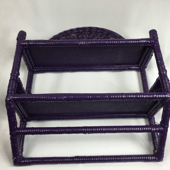 Vintage Wicker Shelf expertly painted in Purple Lacquer Paint