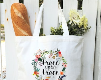 Cotton Canvas Tote Bag-Scripture Tote Bags-Monogrammed Canvas Bags-Bridesmaids Gifts-Bridal Party Favors