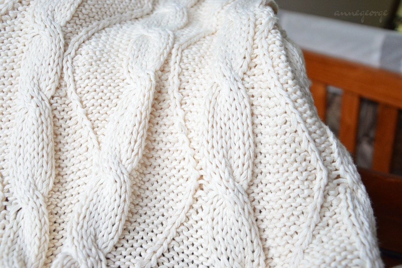Cable knit fabric. Organic cotton chunky knit yardage. Make