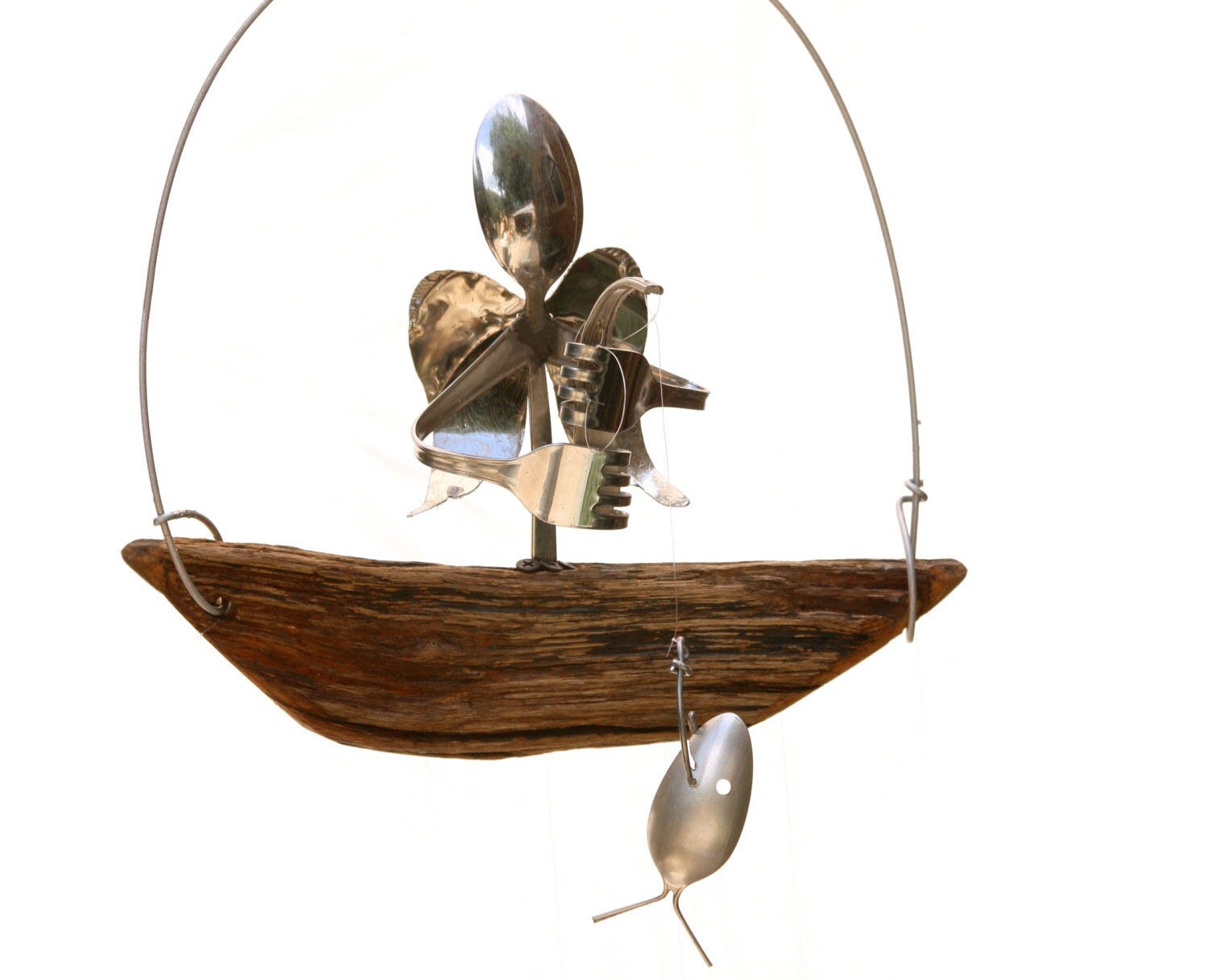 Angel Memorial Wind Chime Fish Windchime Metal Yard Art Zoom