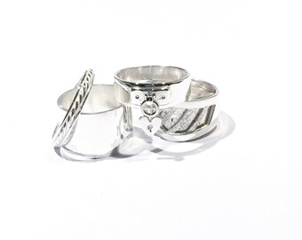 Bague argent sterling avec breloque en forme de coeur