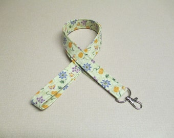 Floral lanyard, Fabric lanyard, flowers and butterflies