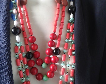 SALE 20% LOULOU de la FALAISE /Long Summer necklace/coral/malachite/onyx/turquoise/crystal