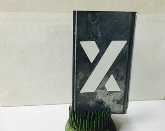 Vintage zinc Stencil Letter X Home Decor Repurpose Alphabet nursery decor
