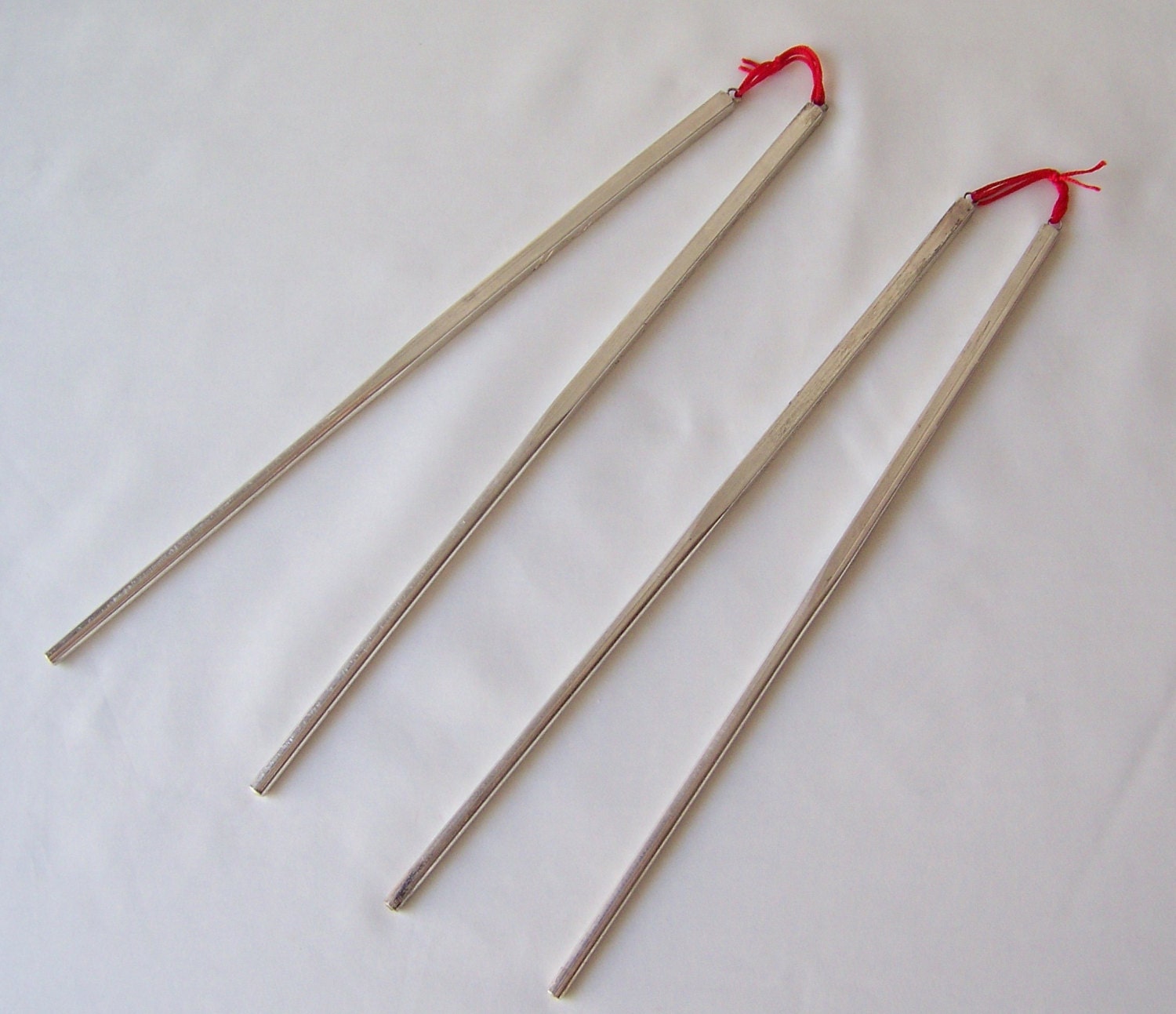 Vintage Silver Chopsticks Lacquer Box Pair of Two Chopsticks