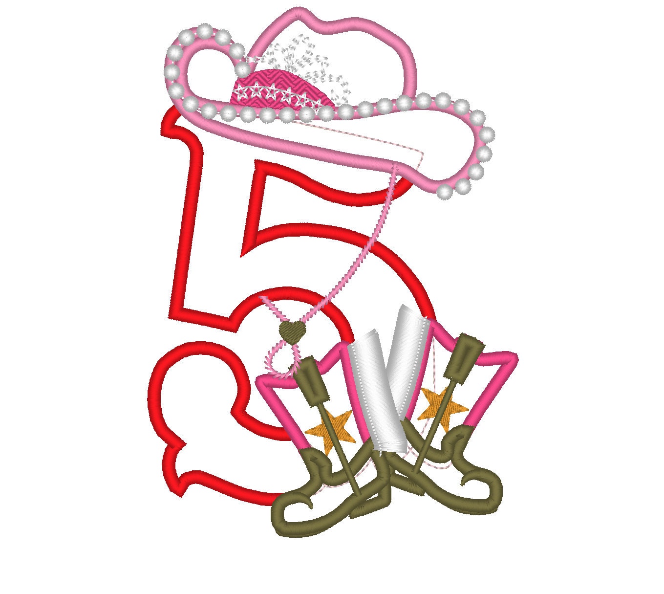 Girly Cowboy Birthday One Number only one any number by ...