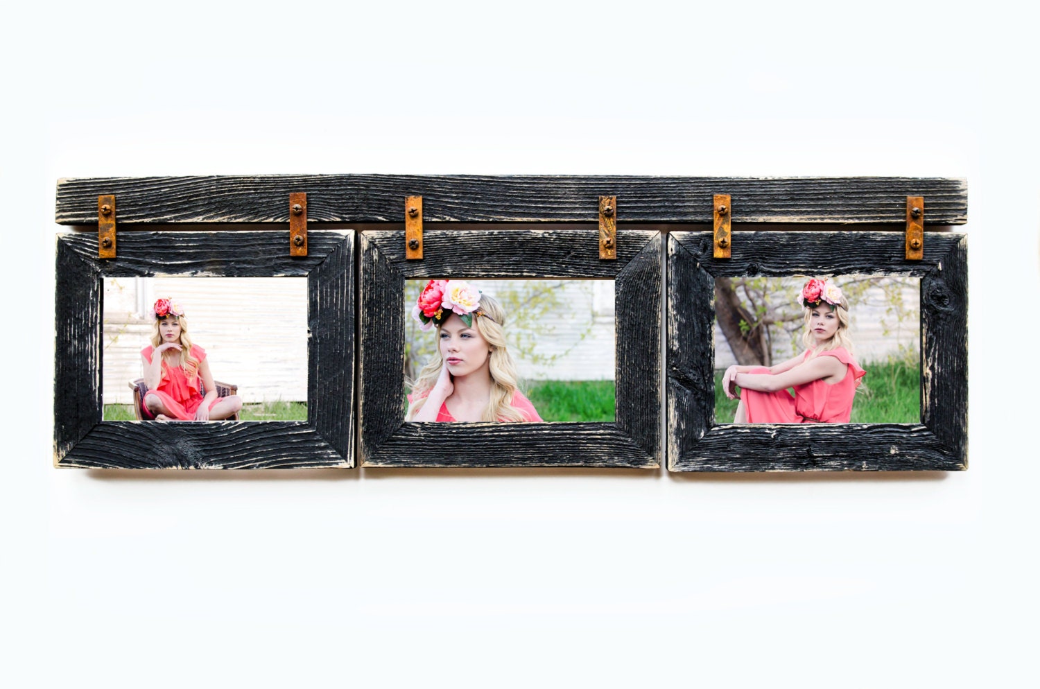 Barnwood Collage Frame 3 Hole 8x10 Multi Opening Frame Rustic