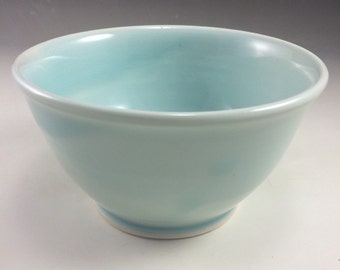 Ice Blue Celadon Round Wheel Thrown Porcelain Ceramic Bowl
