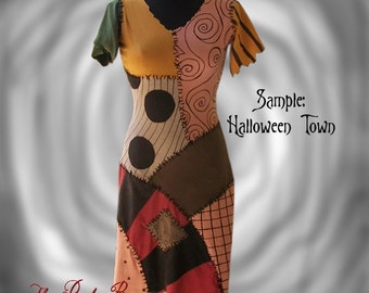 Sally Costume Nightmare Before Christmas Handmade Patchwork Dress Custom Order Tween Teen or Adult Size by the Ruby Bee
