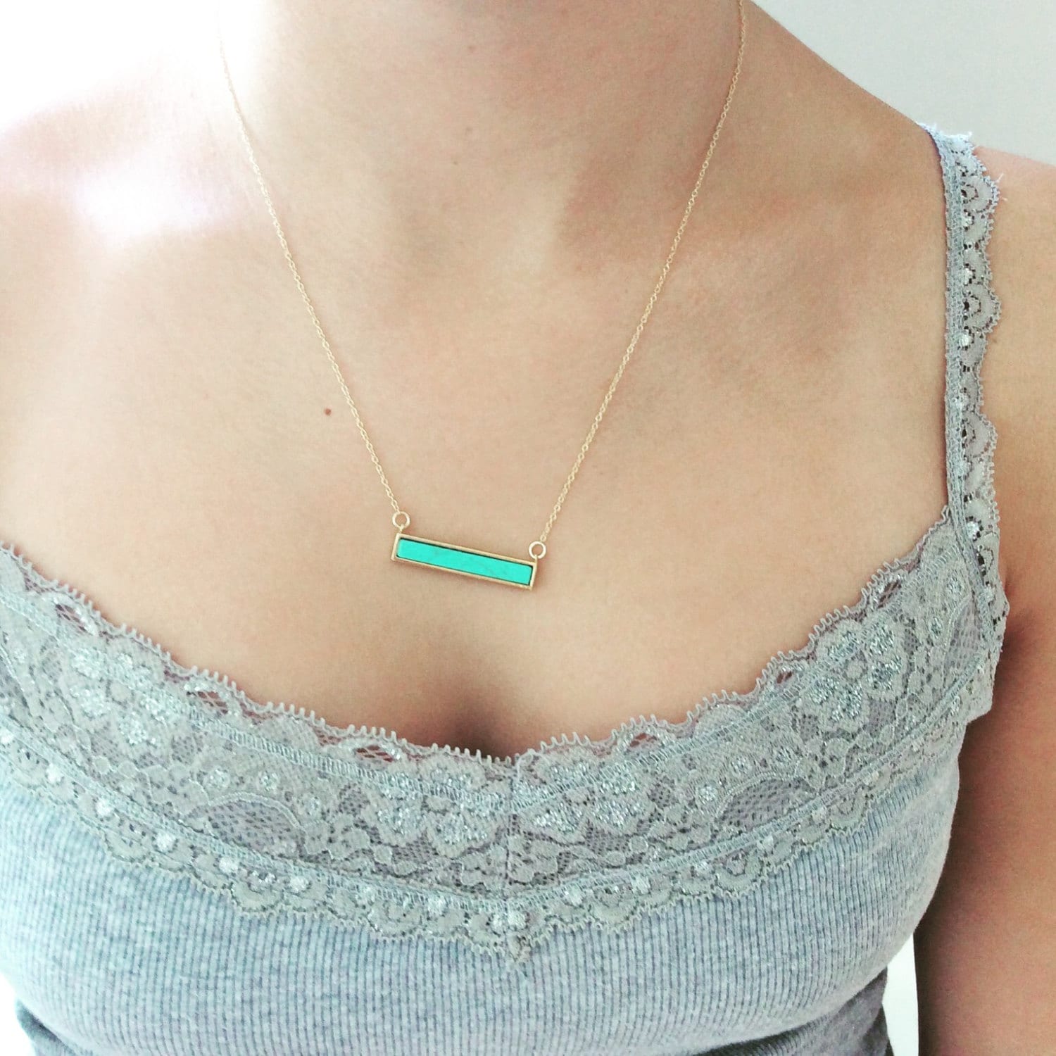 Turquoise Bar Necklace, Gold Bar Necklace, Gold Necklace, Dainty Gold Necklace Best Friend Gift Birthday Gift Bridesmaid gift, Minimalist