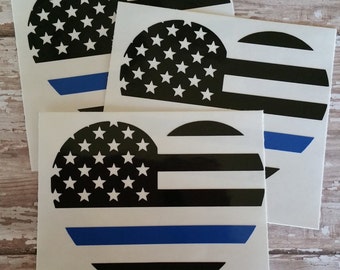 Police Flag Heart for Back the Blue, Blue Lives Matter, Police Awareness
