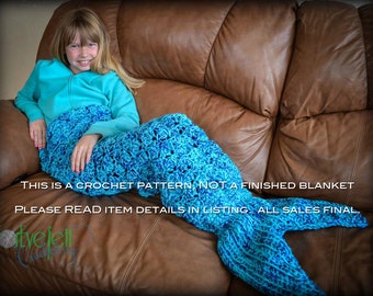 Crochet Pattern for Mermaid Tail Blanket - DIY Tutorial to make it yourself - Welcome to sell finished items