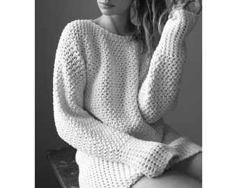 Basket Weave Sweater - Crochet Pattern - Instant Download Pdf