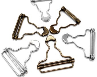 Dungaree Fasteners Clip Brace Buckles in Silver or Antique Bronze