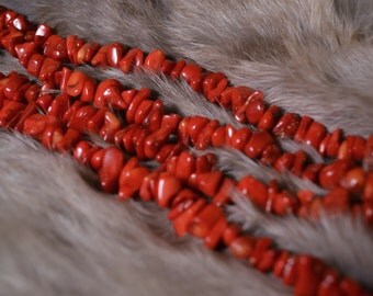 Red Coral Chip Beads- 5-15 mm- 36 inch Strand