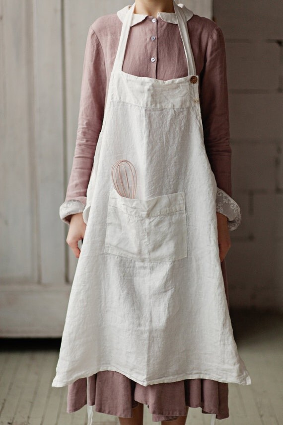 White Apron Linen Apron Cooking Apron Kitchen Accessory