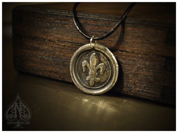 silver fleur de lys wax seal pendant silver fleur de lys wax seal pendant