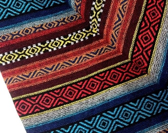 Southwest Royal Aztec Blue Fabric by the Yard Designer Home Decor ...  Thai Woven Fabric Tribal Fabric Native Fabric by the yard Ethnic fabric  Aztec fabric Craft Supplies Woven Textile 1/2 yard Blue Red (WF18)