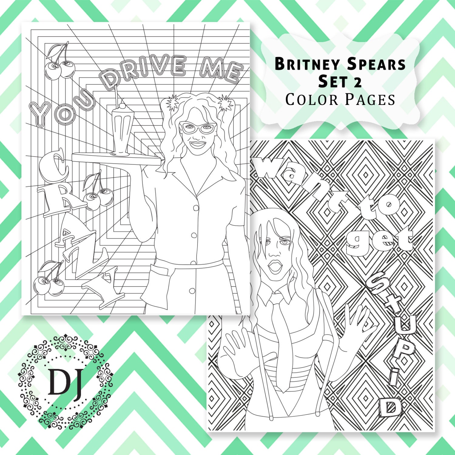 Britney Spears Coloring Pages Set 2 Printed on Sketch Paper