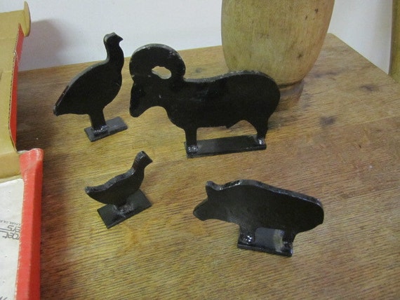 Boxed four Metallic Silhouette Targets Marksmen. Pig Chicken