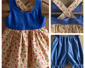 Boho Summer Dress with Bloomers, size 3t