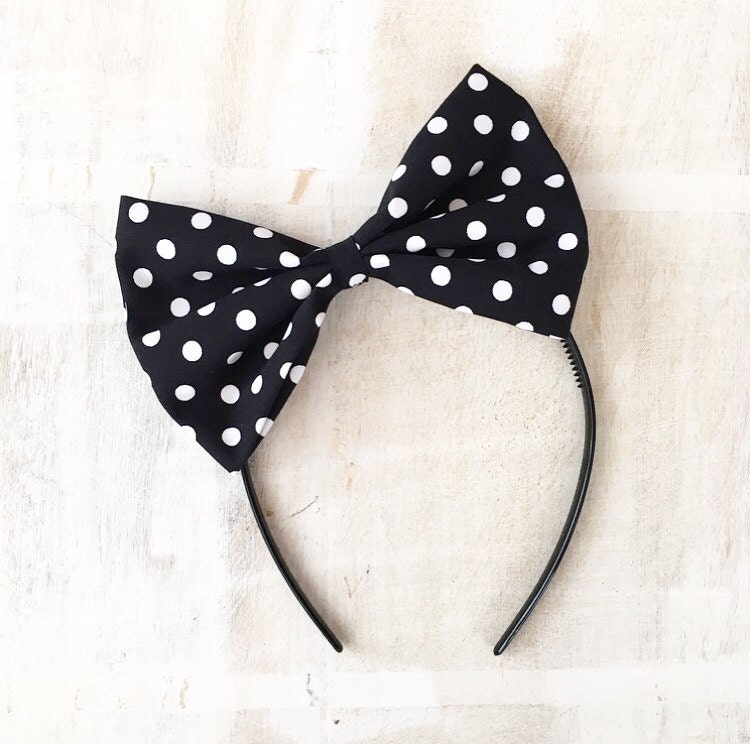 Black & white polka dot bow headband by SHOPLULUINTHESKY on Etsy