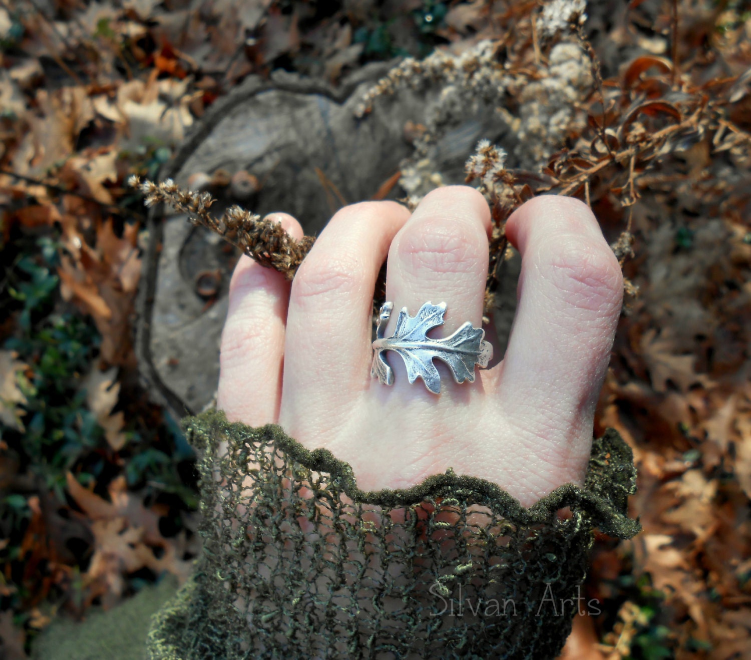 Leaf Ring Woodland Leaf Ring Real Leaf Ring Elven Leaf
