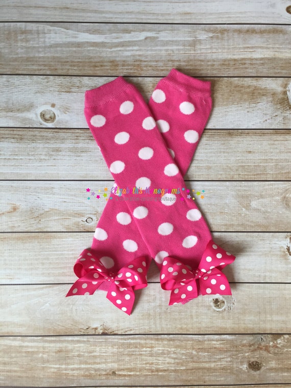 Girl's leg warmers with bows Hot Pink by ElizabethsMonograms