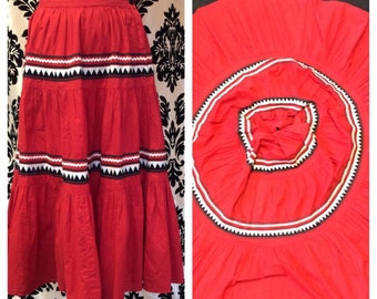 SENSATIONAL 1950s Red and abstract, Squaw Circle skirt