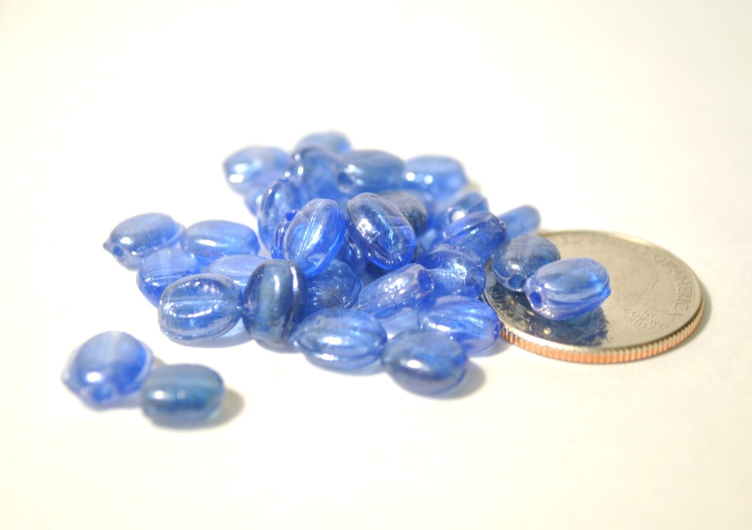 Glass Beads 75 Piece Small Blue